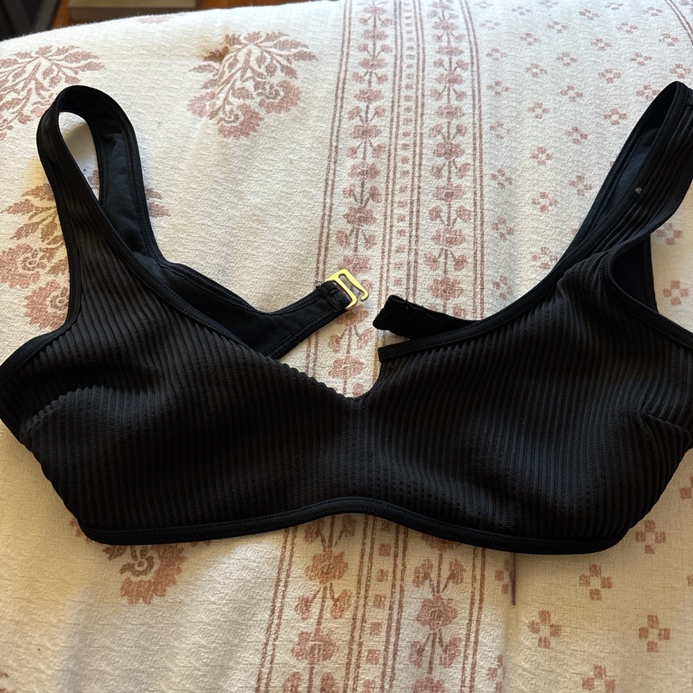 Hollister Black Ribbed Bikini Top
